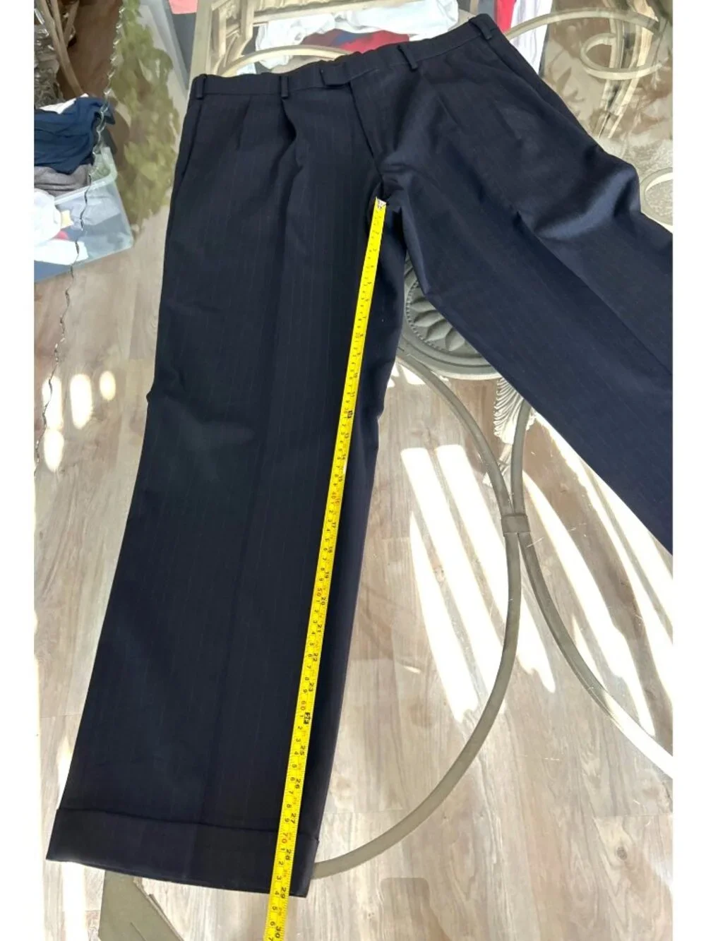 Dockers Mens Pinstriped Wool Blend Dress Pants W38 L32 Black